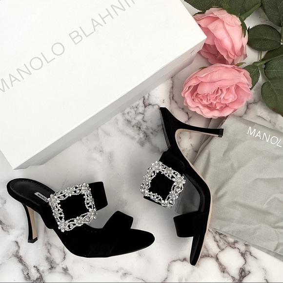 🆕 Authentic Manolo Blahnik Gable Mule Sandals in Black (SZ 38 US 8)